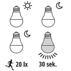 Kobi 3x LED žárovka E27 A60 9W = 60W 810lm 4000K Neutrální bílá SE SENZOREM POHYBU A SOUMRAKU