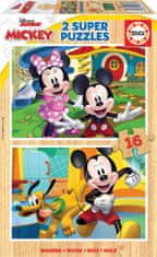 Educa Dřevěné puzzle Mickey a Minnie 2x16 dílků