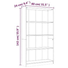 Petromila 4patrová knihovna kouřový dub 80 x 24 x 142 cm kompozitní dřevo