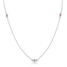 SPERKY4U Stříbrný náhrdelník s růžovými zirkony