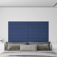 Greatstore Nástěnné panely 12 ks modré 90 x 15 cm textil 1,62 m²