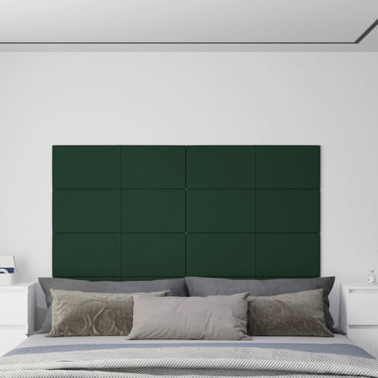 Greatstore Nástěnné panely 12 ks tmavě zelené 90 x 30 cm textil 3,24 m²