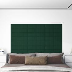 Greatstore Nástěnné panely 12 ks tmavě zelené 30 x 15 cm textil 0,54 m²