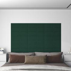 Greatstore Nástěnné panely 12 ks tmavě zelené 60 x 15 cm textil 1,08 m²