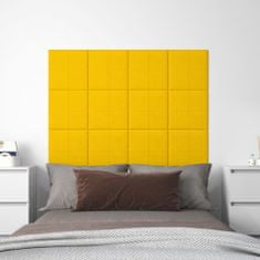 Greatstore Nástěnné panely 12 ks žluté 30 x 30 cm samet 1,08 m²