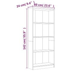 Petromila 4patrová knihovna hnědý dub 60 x 24 x 142 cm kompozitní dřevo