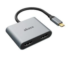 Akasa - adaptér Type-C na dual HDMI MST