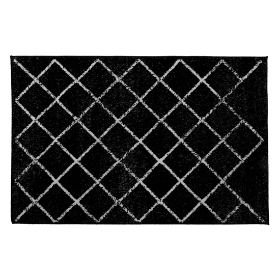 KONDELA Koberec, černá/vzor, 67x120 cm, MATES TYP 1