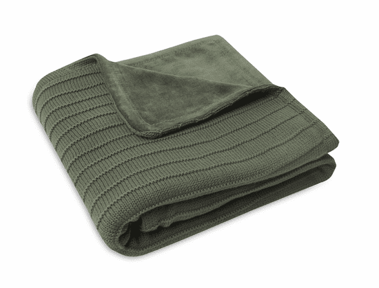 Jollein Deka pletená / samet 75x100 cm Pure Knit Leaf Green