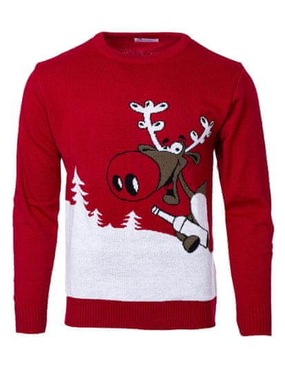 Wayfarer Vánoční svetr se sobem Drunk Reindeer červený
