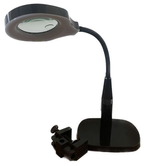 HADEX Stolní lupa 9145 bifokální 3D+8D, 24x LED, podstavec i svorka,černá