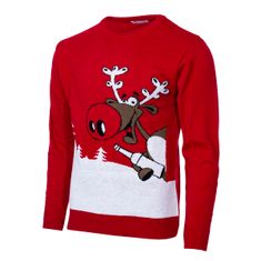 Wayfarer Vánoční svetr se sobem Drunk Reindeer červený XL