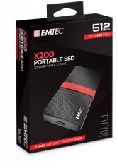 Emtec SSD (externí paměť) "X200", 512GB, USB 3.2, 420/450 MB/s, ECSSD512GX200