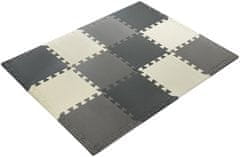 Pěnové puzzle 12 ks. - vzdělávací pěnová rohož 120 x 90 x 1,2 cm s okrajem - šedá