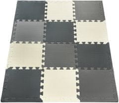 Pěnové puzzle 12 ks. - vzdělávací pěnová rohož 120 x 90 x 1,2 cm s okrajem - šedá