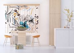 AG Design Květinova abstrakce , záclony , 180 x 160 cm, 2 díly, do kuchyně, obývacího pokoje, ložnice, FCSXL 324