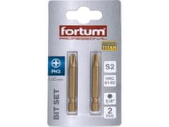 Fortum Hrot křížový phillips, sada 2ks, PH 2x50mm,titan. úprava, S2