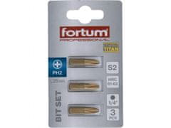 Fortum Hrot křížový phillips, sada 3ks, PH 2x25mm,titan. úprava, S2