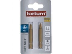 Fortum Hrot křížový phillips, sada 2ks, PH 1x50mm,titan. úprava, S2