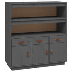 Greatstore Skříň highboard šedá 100x40x108,5 cm masivní borové dřevo