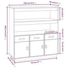 Greatstore Skříň highboard 100x40x108,5 cm masivní borové dřevo