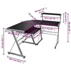 Vidaxl Rohový počítačový stůl černý 132 x 112 x 99 cm kompozitní dřevo