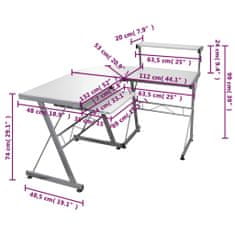 Greatstore Rohový počítačový stůl Bílý 132 x 112 x 99 cm kompozitní dřevo