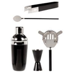 Excellent Houseware Barmanská sada Barmanský set Shaker Šejkr Drink Maker 5 prvků - nerez - stříbrná/černá lesk