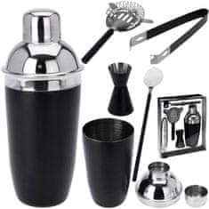 Excellent Houseware Barmanská sada Barmanský set Shaker Šejkr Drink Maker 5 prvků - nerez - stříbrná/černá matně