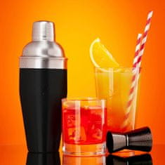 Excellent Houseware Barmanská sada Barmanský set Shaker Šejkr Drink Maker 5 prvků - nerez - stříbrná/černá matně