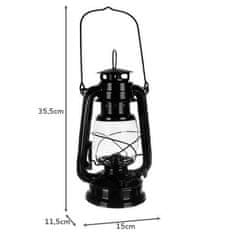 HADEX Petrolejová lampa 24 cm černá