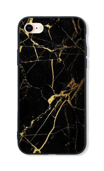 TopQ Kryt LUXURY iPhone SE 2020 pevný Marble černo-zlatý 49249