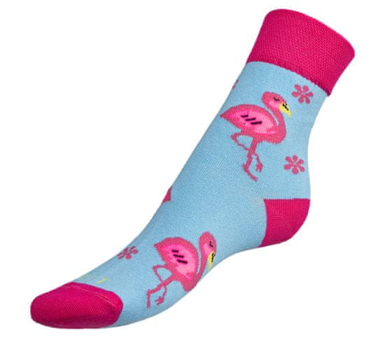 Bellatex Ponožky Plameňák - 35-38 - modrá, růžová