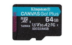 Kingston 64GB microSDHC Canvas Go! PLus 170R/100W U3 UHS-I V30 Card bez adapteru