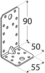 Úhelník s prolisem 90 x 50 x 55 x 2 mm, KPL3