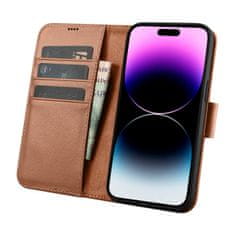 shumee Kožený flipový kryt 2v1 iPhone 14 Pro Anti-RFID Wallet Case Brown