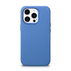 shumee Magnetické kožené pouzdro na iPhone 14 Pro s koženým pouzdrem MagSafe Litchi Premium Leather Case modré