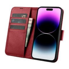 shumee Kožený kryt 2v1 s vyklápěcím pouzdrem iPhone 14 Pro Anti-RFID Wallet Red