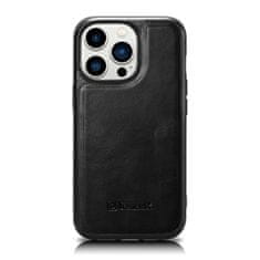 iCARER kožené pouzdro na iPhone 14 PRO 6.1" Oil wax real leather back cover Black