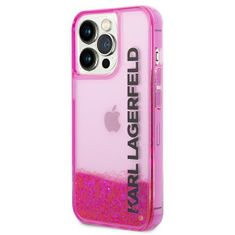 Karl Lagerfeld KLHCP14XLCKVF hard silikonové pouzdro iPhone 14 PRO MAX 6.7" pink Liquid Glitter Elong