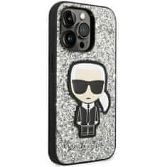 Karl Lagerfeld KLHCP14XGFKPG hard silikonové pouzdro iPhone 14 PRO MAX 6.7" silver Glitter Flakes Ikonik