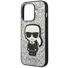 Karl Lagerfeld KLHCP14XGFKPG hard silikonové pouzdro iPhone 14 PRO MAX 6.7" silver Glitter Flakes Ikonik