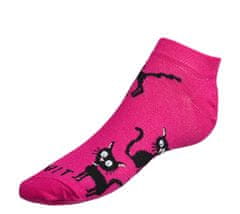 Bellatex Ponožky nízké Kočka magenta - 39-42 - růžová, černá