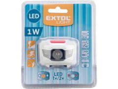 Extol Light čelovka 40lm, 1W + 2 červené LED, ABS plast