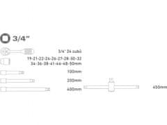 Extol Premium Hlavice nástrčné, sada 22ks, 3/4"