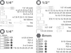 Extol Premium Hlavice nástrčné, sada 108ks, 1/4", 1/2"