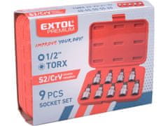 Extol Premium Hlavice zástrčné TORX, sada 9ks, 1/2", CrV/S2
