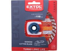 Extol Premium Kotouč diamantový řezný, turbo Long Life - suché i mokré řezání, 115x22,2x2,3mm