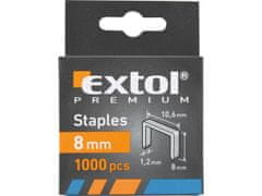 Extol Premium Spony, balení 1000ks, 8mm, 10,6x0,52x1,2mm