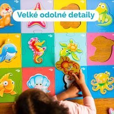 Farfarland Velké podlahové puzzle - "Vodní svět". Vzdělávací hračky rozvíjí pozornost, pozorování a motorické dovednosti. Skládačky pro děti 